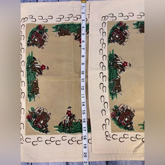 Vintage Moda Home Linens Retro Western Cowboy Set of 8 Napkins 100% cotton - Picture 6 of 13